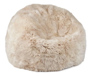 Pouf rotund din 100% blană naturală de oaie din Noua Zeelandă, cu fir lung, D74 × 73 cm, „Linen M"