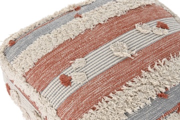 Puf de podea din bumbac țesut manual, 60 x 60 x 25 cm, dungi portocaliu și alb, 6300 gr, „Floor Cushion Stripes" - Img 2