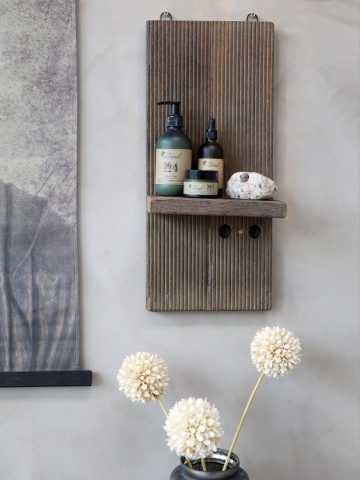 Raft de perete din lemn reciclat, cu design vertical, Grimaud - Img 3