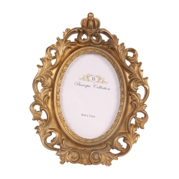 Ramă foto decorativă din polirășină, auriu, ramă ornamentată, format 9 x 13 cm, 25 x 19,4 x 2,5 cm, „Volute”