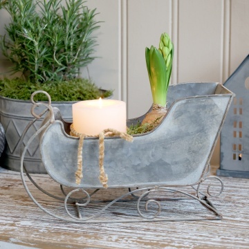 Sanie decorativă vintage din metal, H16 cm, „Vintage Sleigh” - Img 2