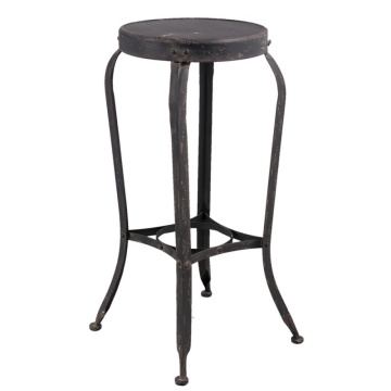 Scaun bar rotund, negru, din metal, Ø37x72 cm, stil industrial vintage
