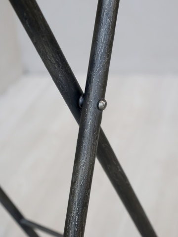 Scaun de bar pliabil în stil industrial, din lemn și metal, negru, cu spătar și suport pentru picioare, finisaj antichizat, 95 x 38 x 48 cm, „Factory” - Img 6