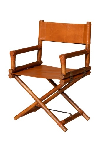 Scaun de dining pliabil din piele camel și lemn de tec cu finisaj natural, 92×58×46 cm, înălțime șezut 52 cm, „Explorer"