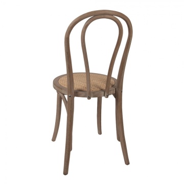 Scaun dining din lemn masiv curbat și răchită, maro, cu spătar în buclă dublă și șezut rotund împletit, finisaj patinat, 88 x 42 x 44 cm, „Josette” - Img 3
