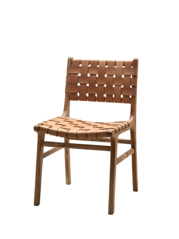 Scaun dining, maro, din piele naturala si lemn de mango, Itura