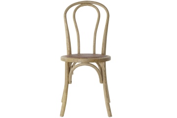 Scaun dining natur din lemn masiv de ulm cu șezut și spătar împletit din rattan, 89x43x44 cm, „Manoir" - Img 6