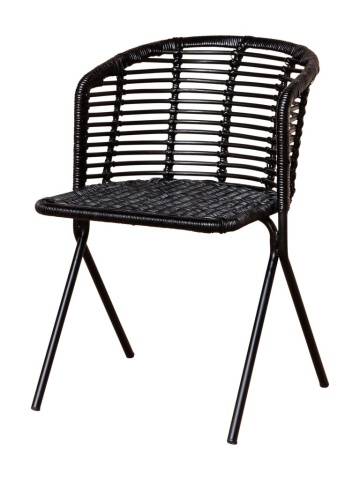 Scaun dining, negru, din rattan, Panama