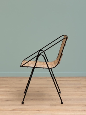 Scaun geometric din metal și rattan cu bordură decorativă neagră, "Kuro" - Img 5