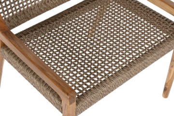 Scaun lounge cu brațe din lemn masiv de teak cu șezut și spătar împletite din fibră naturală, 65×62×72 cm, „Nairobi" | - Img 4