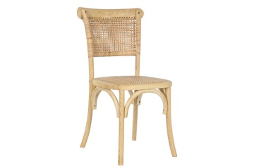 Scaun stivuibil, stil rustic modern, culoare maro deschis, din lemn de ulm și ratan, „Elm Rattan”