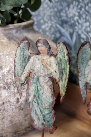 Set 2 decorațiuni vintage din metal, H30 cm, „Vintage Angels” - Img 5