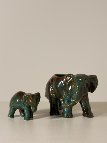 Set 2 elefanți decorativi din ceramică, H16 cm, "Majestic" - Img 8