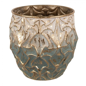 Set 2 jardiniere rotunde din metal, verde, stil boho, Ø39/Ø33 cm - Img 3