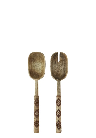 Set 2 linguri pentru salată din lemn de mango și bambus, L26 cm, „Bamboo Salad Set"