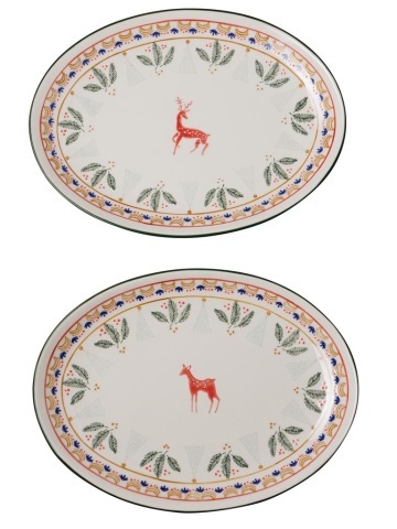 Set 2 platouri rotunde, din ceramica, cu motive de iarna, Frimas - Img 1