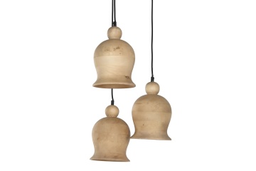 Set 3 lustre suspendate din lemn de mango, negru și natur, 110 x 38 cm, „Creil” - Img 4