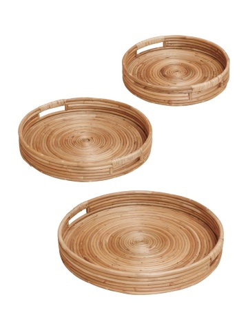 Set 3 tavi din rattan natural – S/3, H8 x Ø 60 cm - Img 1