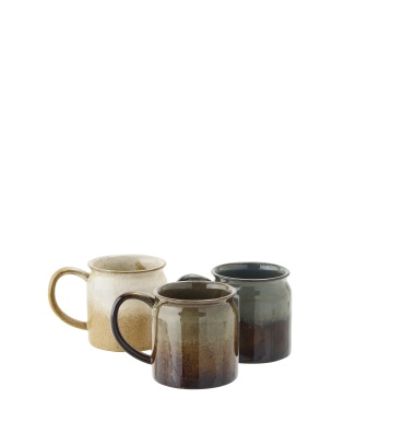 Set 4 căni din ceramică stoneware cu glazură reactivă, D8×H8 cm, „Calma"