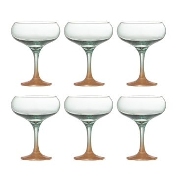 Set 6 pahare cocktail din sticlă, multicolor, cu finisaj vopsit prin pulverizare, 9,5x13 cm, 270 ml, „Signe"