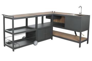 Set bucătărie de exterior din aluminiu și lemn compozit, 236 x 50 x 91 cm, „Isla Outdoor Kitchen Set" - Img 2