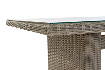Set dining exterior din metal și sticlă, masă + 5 scaune, polirattan și stofă - Img 2