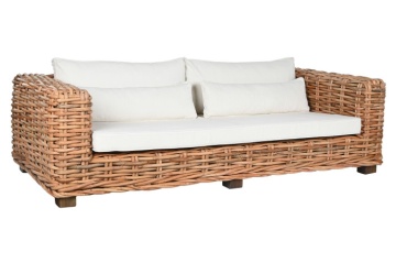 Set lounge exterior din rattan natural împletit, 4 piese cu canapea, 2 fotolii, măsuță și perne incluse, "Bahia" - Img 2