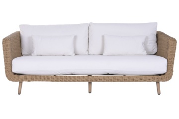 Set lounge exterior din rattan sintetic și structură din aluminiu cu canapea, 2 fotolii, masă și perne, finisaj natural, „Malibu” - Img 5