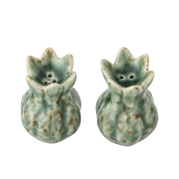 Set solniță și pipernița din ceramică verde cu finisaj texturat, 5×7 cm, „Cyrill" - Img 2