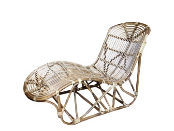 Sezlong din rattan, natur, H94/L131/W65 cm