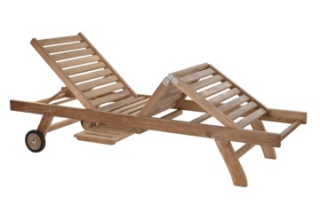 Șezlong exterior din lemn de tec cu roți și spătar reglabil, finisaj natural, „Marino” - Img 7