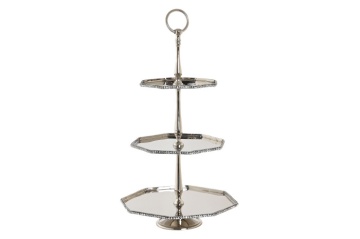Suport argintiu din aluminiu cu 3 nivele, 28×28×47 cm, „Silver"