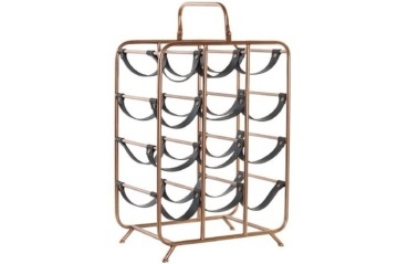 Suport de sticle din metal si piele " Wine Rack "