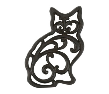 Suport din fontă pentru vase fierbinți „Chat”, model pisică, maro, 21 x 16 cm - Img 1