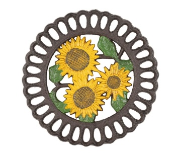 Suport din fontă pentru vase fierbinți „Tournesol”, floarea-soarelui galbenă, Ø19,5 cm - Img 1