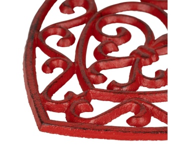Suport din fontă roșu pentru vase fierbinți, in forma de inimă „Rhodonea”, 19 x 18 cm - Img 3