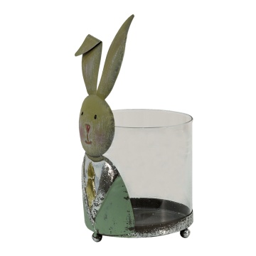 Suport lumanare, din sticla, 11x10x22 cm, Rabbit Boy - Img 2
