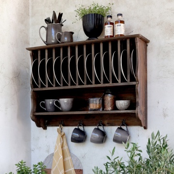 Suport pentru farfurii, din lemn reciclat, cu aspect rustic - Img 3