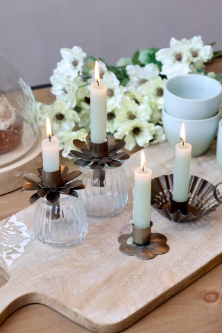 Suport pentru lumanare, din metal, H7cm, Flower - Img 3