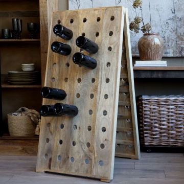 Suport pentru sticle de vin din lemn masiv de mango, natur, 60×120 cm, „Pressoir" - Img 2