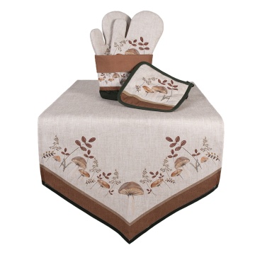 Suport termic, potholder, bej, din bumbac 20x20 cm, Mushrooms - Img 4
