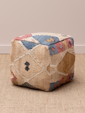Taburet kilim din bumbac și cânepă, "Summer End" - Img 2