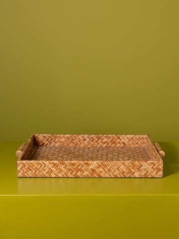 Tavă de servire din ratan împletit, natur, formă dreptunghiulară, 5 × 45 × 31 cm, „Rivan" - Img 6