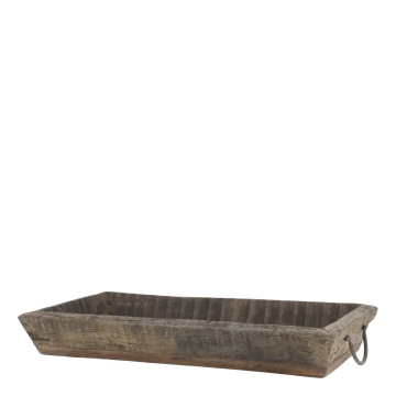 Tavă decorativă din lemn reciclat cu mânere metalice, H7/L49/W26 cm, "Grimaud"