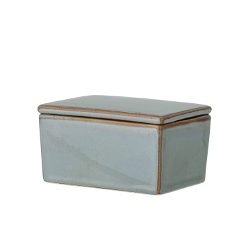 Untieră din ceramică verde cu finisaj artizanal și margine maro, cu capac, 7x13x9 cm, "Pixie" - Img 2