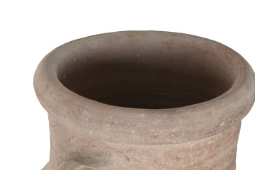 Vas decorativ amforă din teracotă artizanală, finisaj craft roz-crem, cu 2 anse, 40×40×98 cm, „Jerba" - Img 4