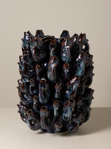 Vas decorativ din ceramica cu motive marine in relief „Abyss” - Img 3