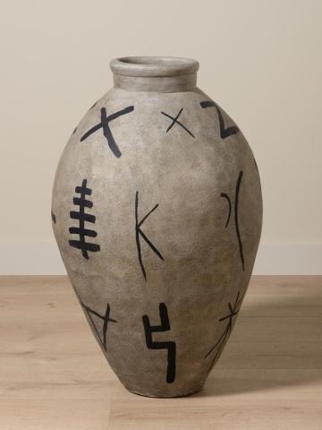 Vas decorativ din teracotta cu motive tribale, H83 cm , "Ritual" - Img 3