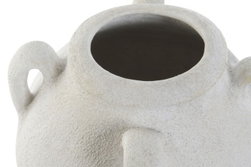 Vază decorativă cu mâner, stil rustic modern, culoare alb, din stoneware, „Stoneware” - Img 3