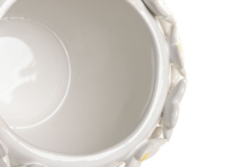 Vază decorativă margarete alb cu accente galbene din ceramică, "Marguerite" - Img 4